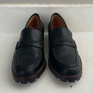 Madewell Black Leather Lugsole Penny Loafers